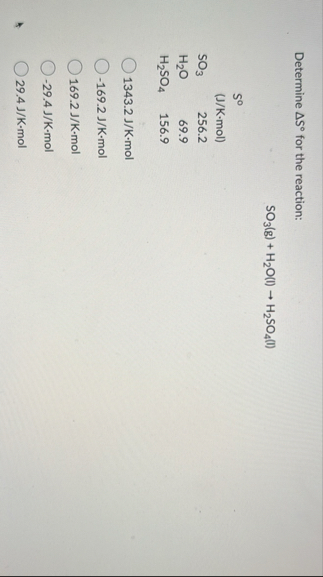 Solved Determine ΔS° for the | Chegg.com
