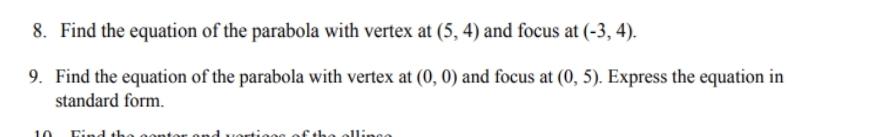 determine the equation of the parabola with vertex and focus