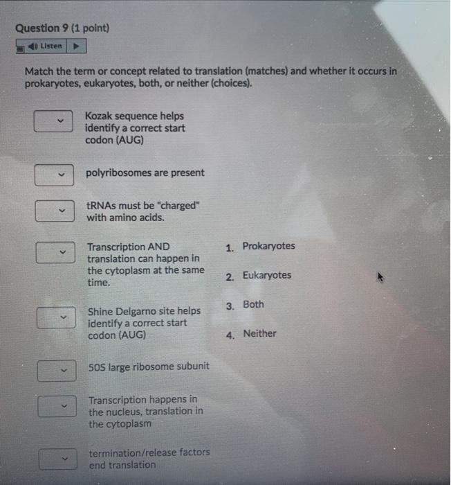 Solved Question 7 (1 point) Listen Determine the best match | Chegg.com