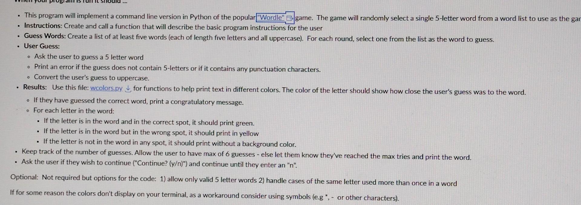 Solved - This program will implement a command line version | Chegg.com