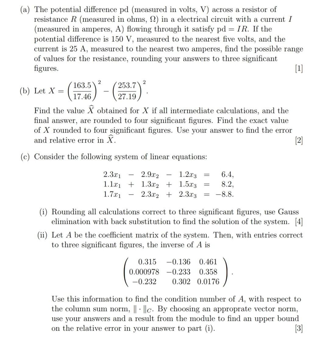 Solved (a) The potential difference pd (measured in volts,