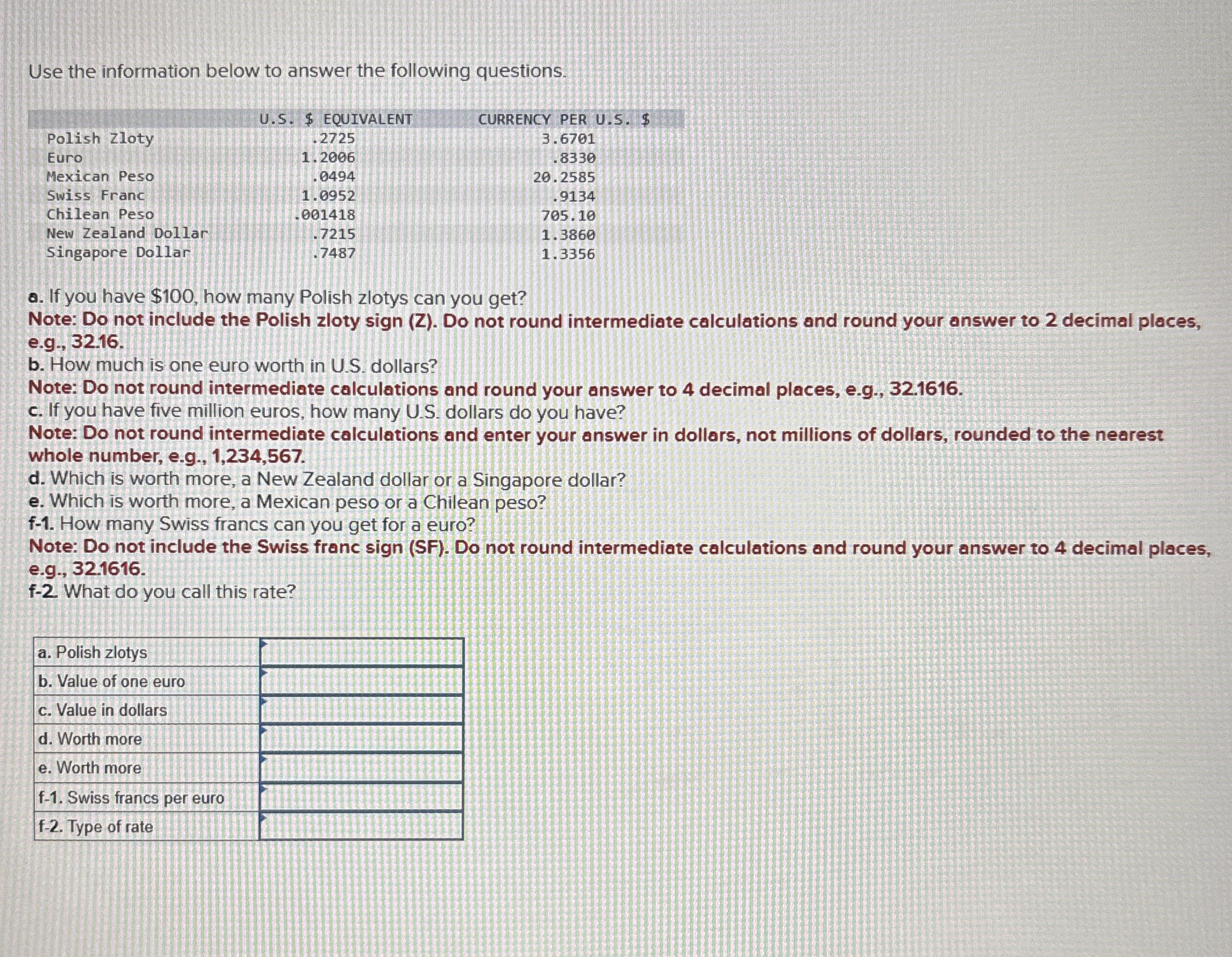 Solved Use the information below to answer the following | Chegg.com