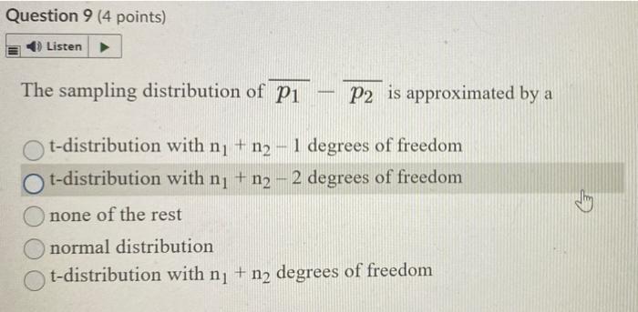 Solved Question 9 (4 Points) Listen The Sampling | Chegg.com