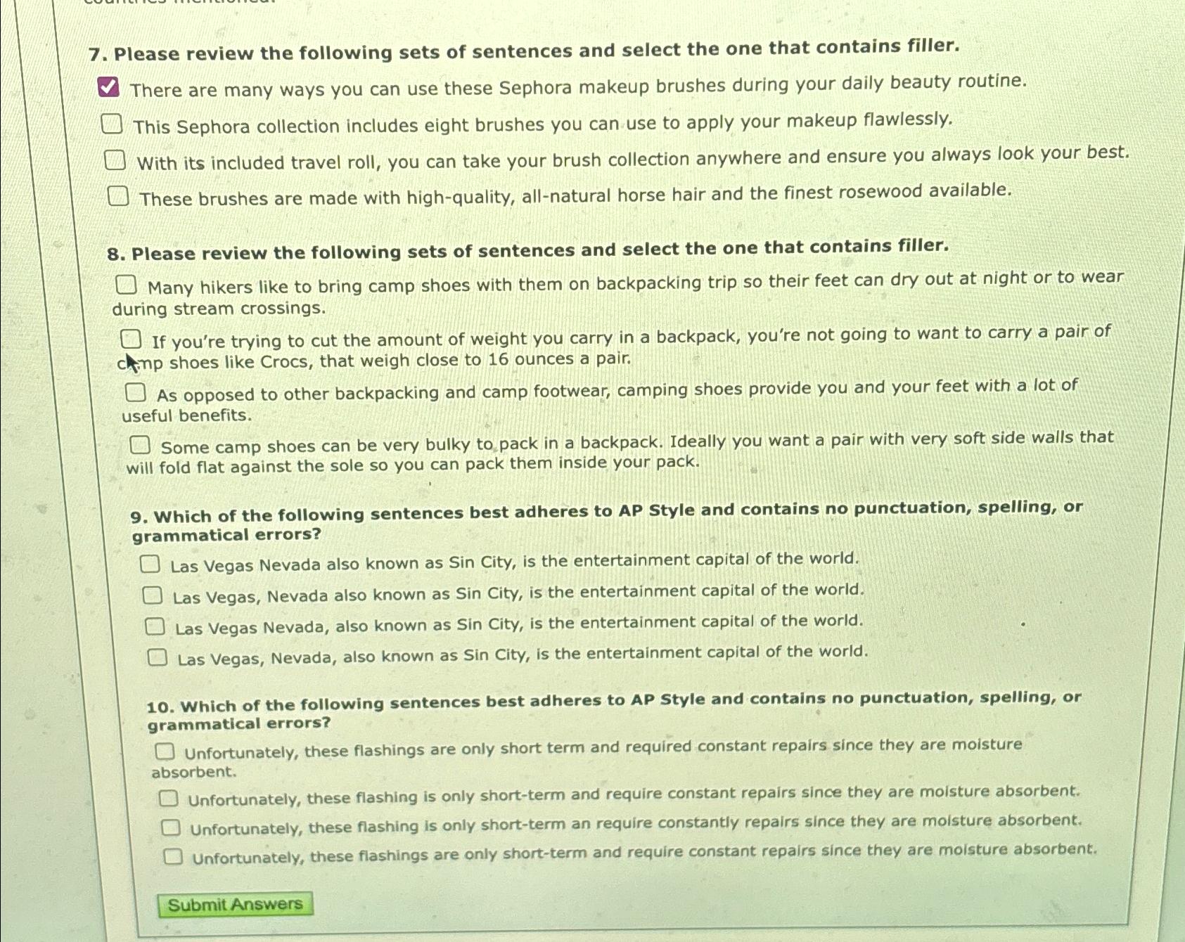 Solved Please review the following sets of sentences and | Chegg.com