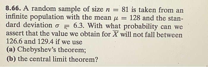 Solved 8.66. A random sample of size n = 81 is taken from an | Chegg.com