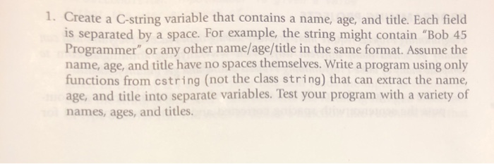 Solved 1 Create A C String Variable That Contains A Name Chegg Solved 1 Create A C String Variable That Contains A Name Chegg