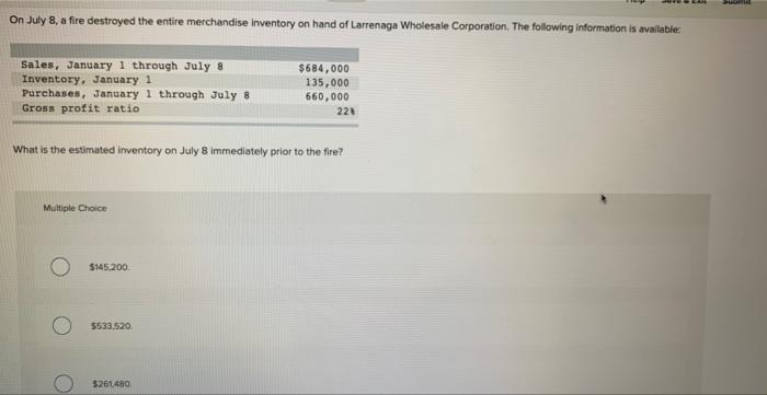 Solved On July 8, A Fire Destroyed The Entire Merchandise | Chegg.com