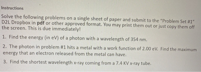 Solved Instructions Solve the following problems on a single | Chegg.com