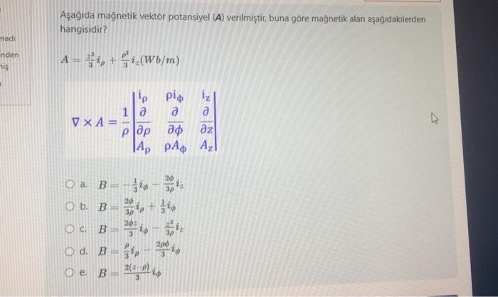 Solved The Magnetic Vector Potential (A) Is Given Below, | Chegg.com