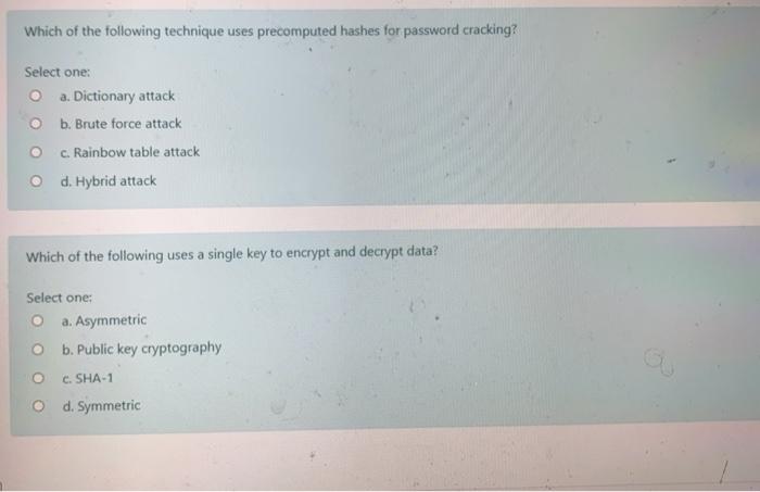 solved-which-of-the-following-technique-uses-precomputed-chegg