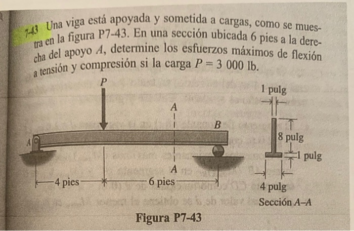 Solved 7-43 Una Viga Está Apoyada Y Sometida A Cargas, Como | Chegg.com