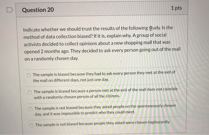 Solved Question 20 1 Pts Indicate Whether We Should Trust | Chegg.com