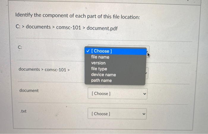 Solved these are all the same options for every one of those | Chegg.com