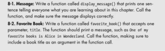 Solved 8-1. Message: Write a function called | Chegg.com