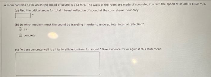 Solved A room contains air in which the speed of sound is | Chegg.com