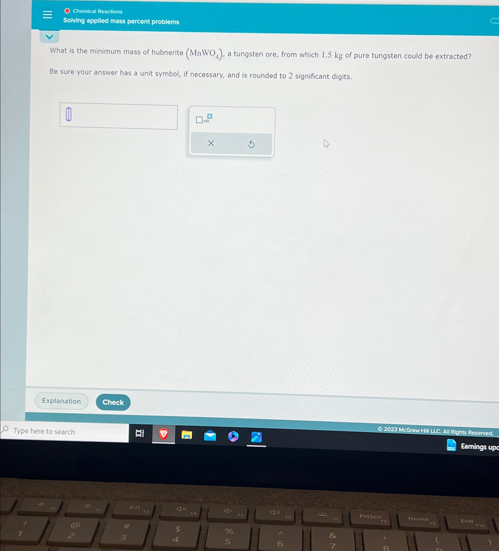 Solved Chemical ReactionsSolving applied mass percent | Chegg.com
