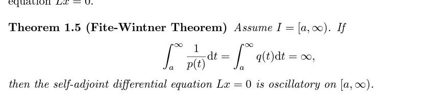 Solved Theorem 1 5 Fite Wintner Theorem Assume I A Chegg Com