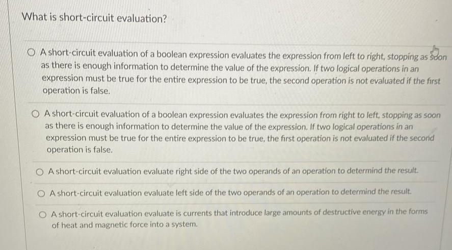 solved-what-is-short-circuit-evaluation-a-short-circuit-chegg