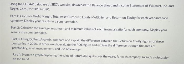 Using The EDGAR Database At SEC's Website, Download | Chegg.com