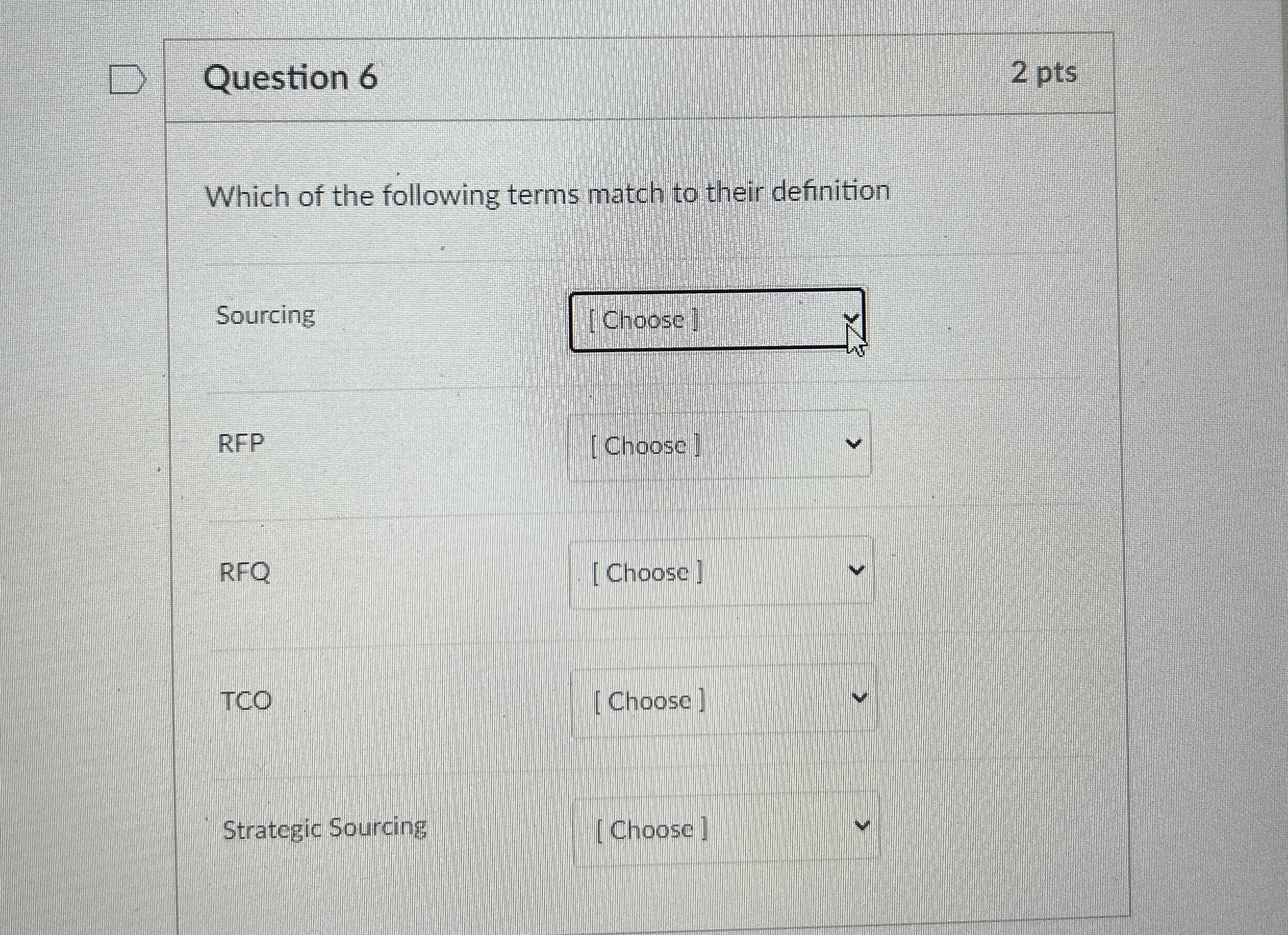 [Solved] Question 6 2 pts Which of the following terms mat