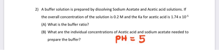Solved 2) A buffer solution is prepared by dissolving Sodium | Chegg.com
