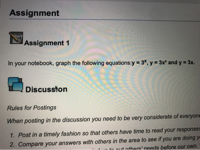 Solved Assignment Assignment 1 In your notebook, graph the | Chegg.com