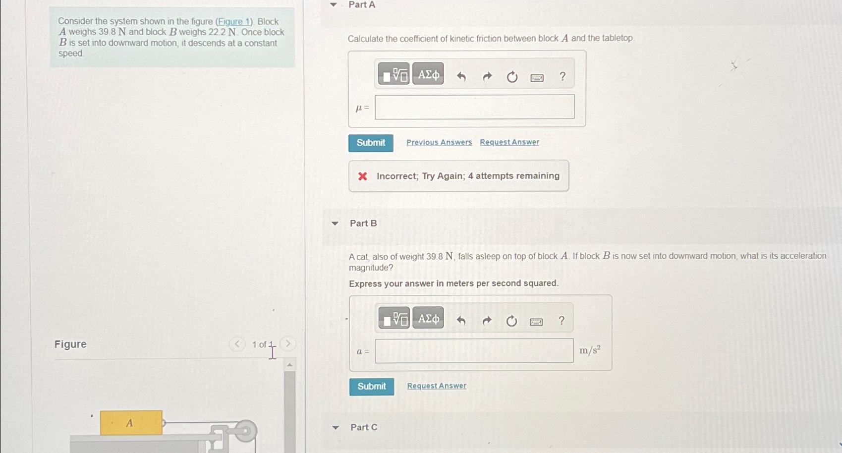 Solved Consider The System Shown In The Figure. Block A | Chegg.com