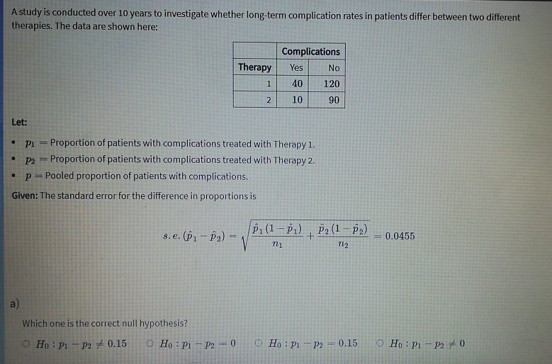Solved A study is conducted over 10 years to investigate | Chegg.com