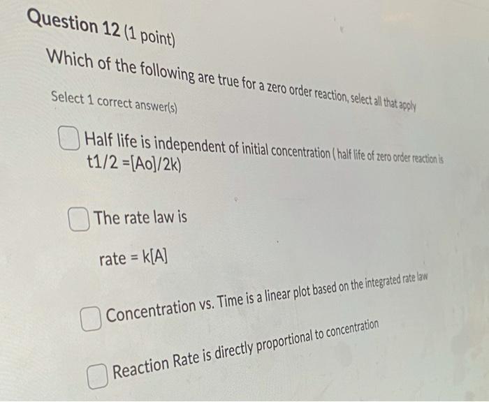 Solved Question 12 1 Point Which Of The Following Are True Chegg Com