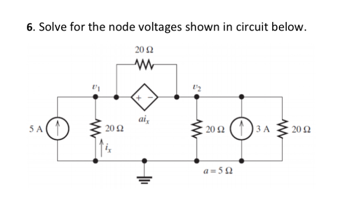 Solved Solve for the node voltages shown in circuit below. | Chegg.com