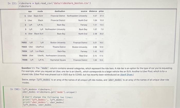 Solved In [3]: rideshare = bpd.read_csv ( | Chegg.com