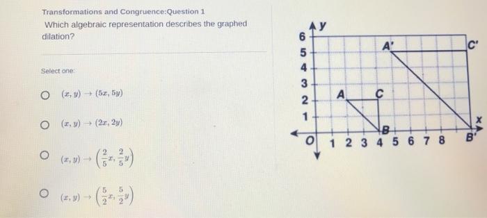 Solved Transformations And Congruence:Question 1 Which | Chegg.com