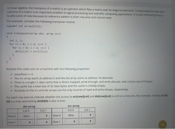 Solved in linear algebra, the transpose of a matrix is an | Chegg.com