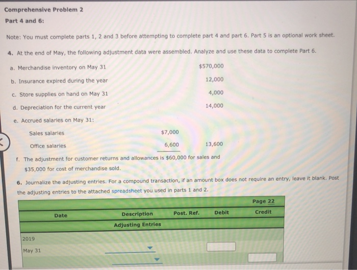 Comprehensive Problem 2 Part 4 And 6: Note: You Must | Chegg.com