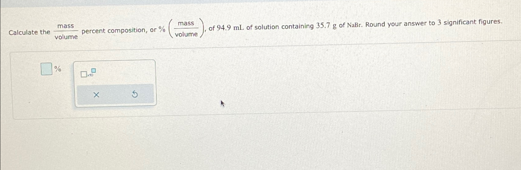 Solved Calculate the mass volume percent composition or Chegg com