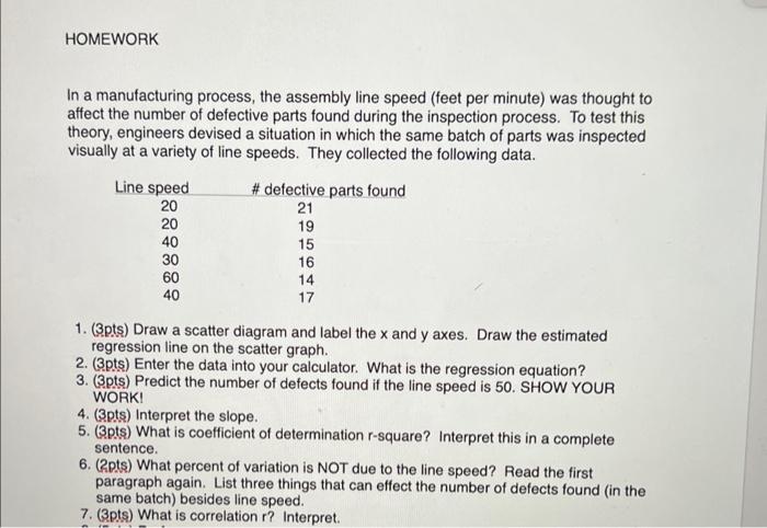 Solved In a manufacturing process, the assembly line speed | Chegg.com