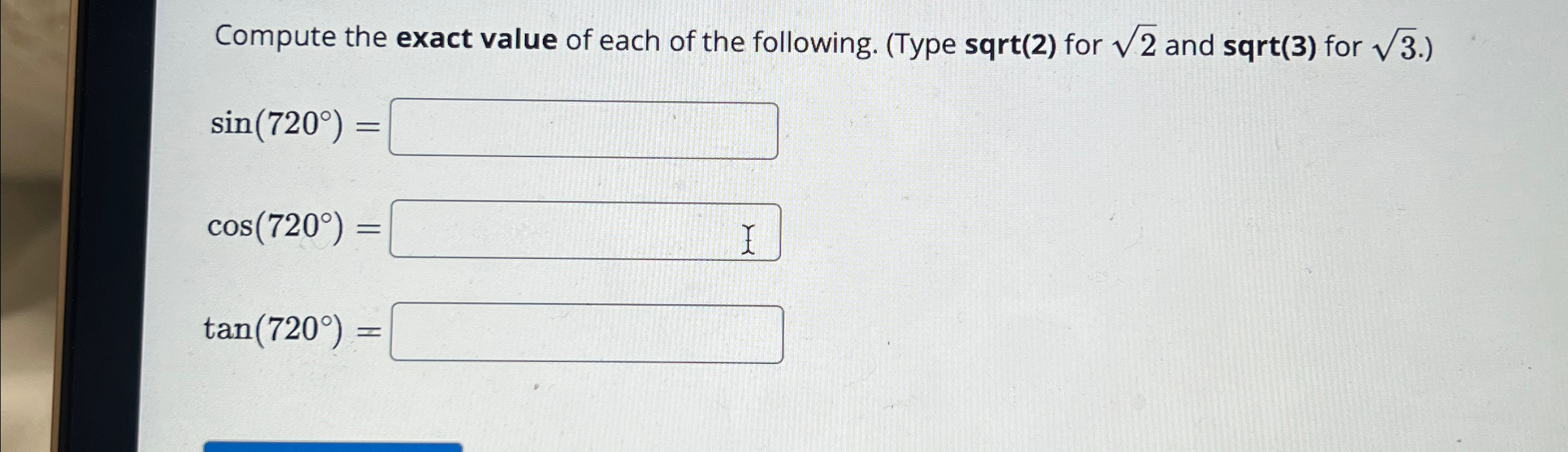 Solved Compute the exact value of each of the following. | Chegg.com