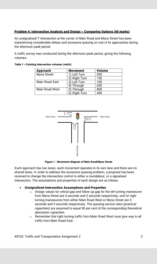 Solved Problem 4: Intersection Analysis and Design - | Chegg.com