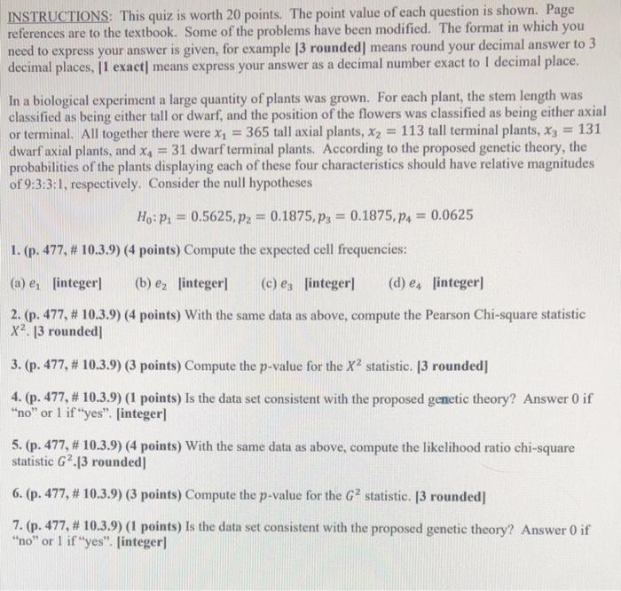 Solved INSTRUCTIONS: This quiz is worth 20 points. The point | Chegg.com