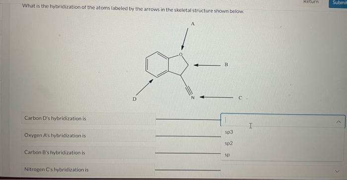 Solved What is the hybridization of the atoms labeled by the | Chegg.com