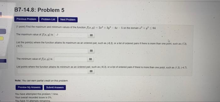 Solved B7-14.8: Problem 5 Problem Ust Previous Problem Next | Chegg.com