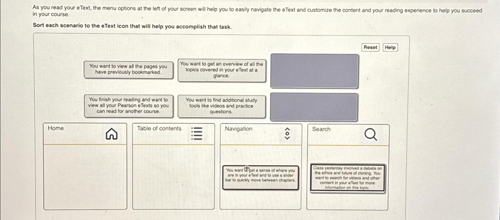 Solved in your course.Sort each scenario to the eText icon | Chegg.com