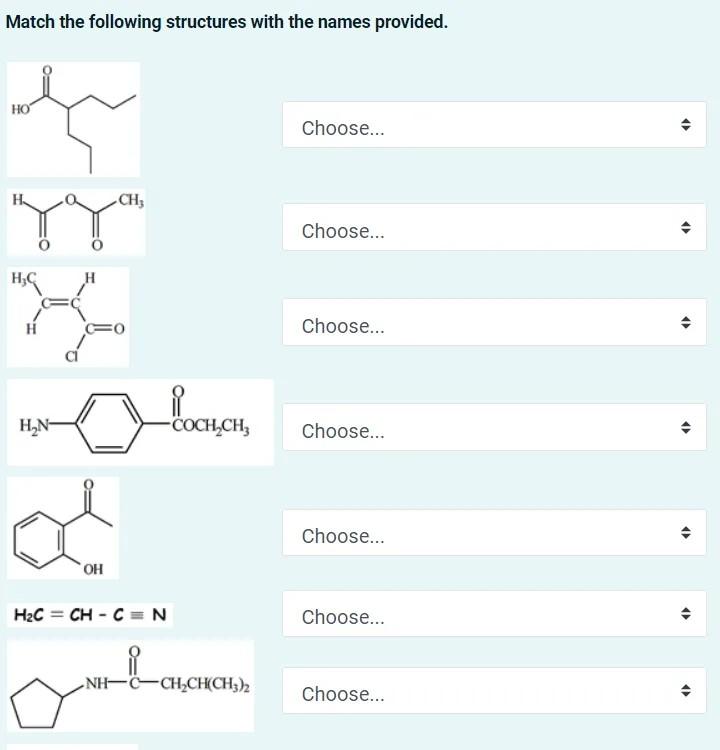 Solved Match the following structures with the names | Chegg.com