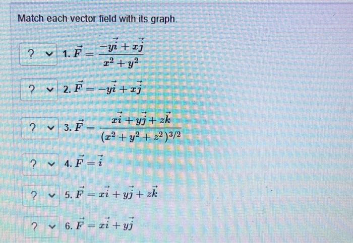 Solved Match each vector field with its graph. 1. | Chegg.com