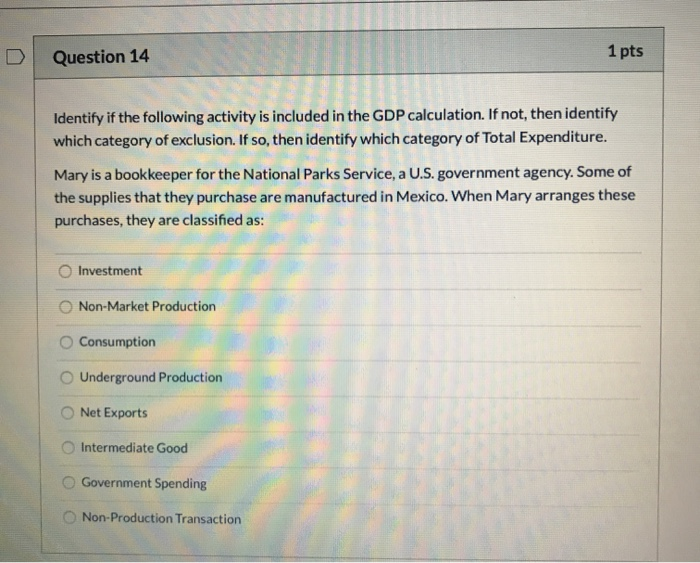 Solved Question 14 1 pts Identify if the following activity | Chegg.com