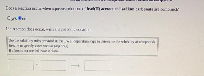 Solved Does a reaction occur when aqueous solutions of | Chegg.com