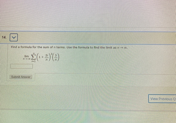 Solved Find a formula for the sum of n terms. Use the | Chegg.com
