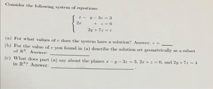 Solved Consider the following system of equations: { 1- y - | Chegg.com