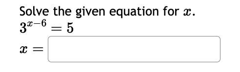 Solved Solve the given equation for x.3x-6=5x= | Chegg.com