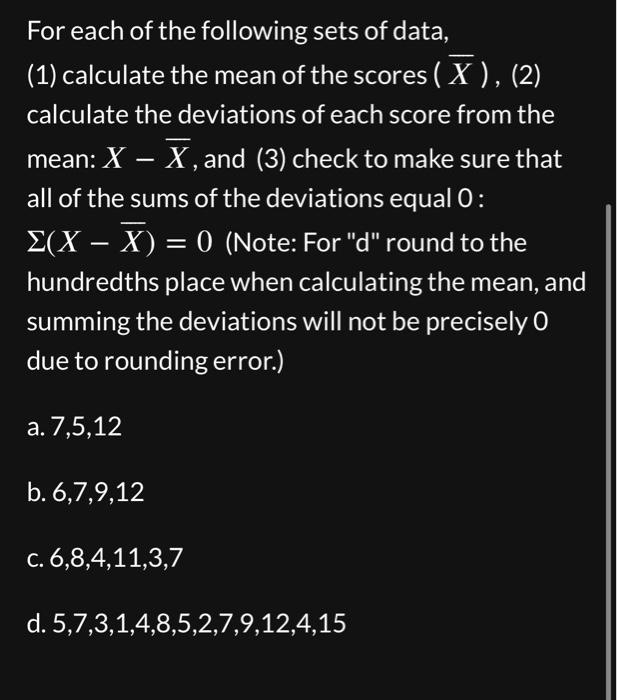 Solved For each of the following sets of data, (1) calculate | Chegg.com